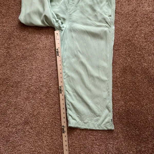 Silk Tommy Bahama Capri Pants Women's Med Macha Green Drawstring Pockets Lagen - Image 7