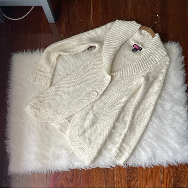 Y2K Cream Sweater Jacket Cardigan - Image 6