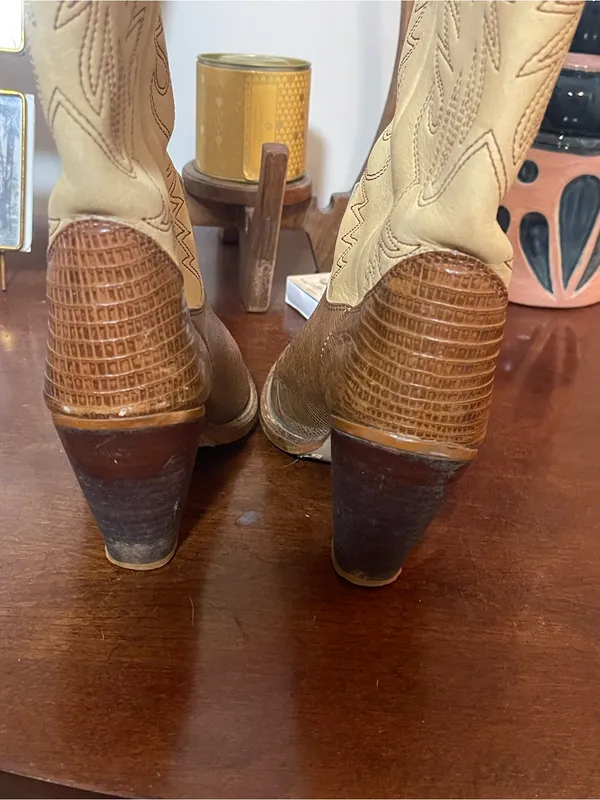 Vintage Zodiac Women’s Brown & Cream Western Cowboy Boots w/ Heel 👢🤠 - Image 7