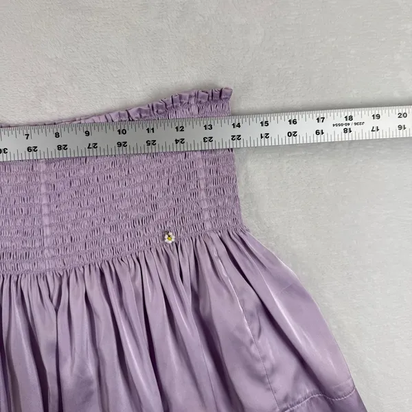 Natural Life Lavender Purple Smocked High Waist short Medium Satin‎ Feel Boho - Image 3