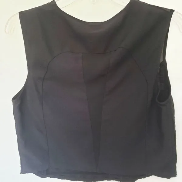 Zara W/B Womens Top Sz M Basket Sheer Cropped Festival Goth Y2K Grunge Minimal - Image 6