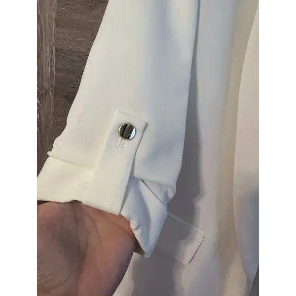 ZARA Women White Blazer Long Sleeve Full Length Button pockets Size Small - Image 6