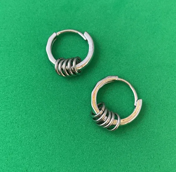 925 Silver Plated Small Hoop Earrings for Men Women,Silver Hoop Earrings,Punk Hip Hop Earrings - Image 4