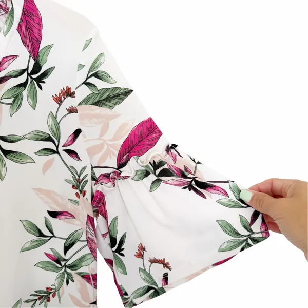 Worthington White Floral 1/2 Sleeve Blouse Sz PM - Image 2