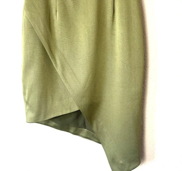 Elliatt Camo Green Asymmetric Satin Halter Mini Dress Size XS - Image 5