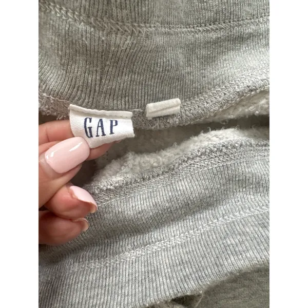 Vintage GAP Womens Large Gray Fleece Wide Leg Sweatpants Drawstring Logo - Image 3