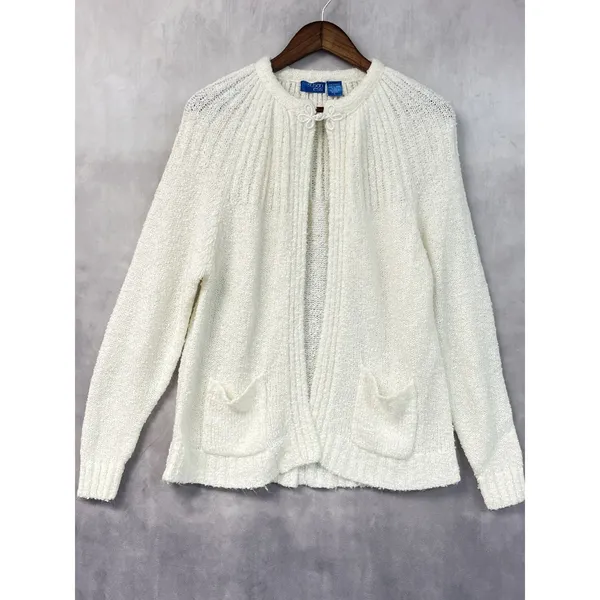 Susan Ess Womens Cardigan Size Large Boucle Frog Closure Sweater Cottage Twee - Image 2