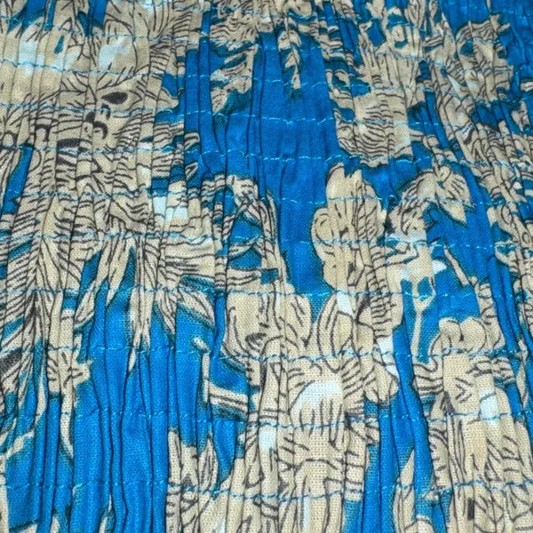 Sky Blue Smocked Dress, Floral‎ Toile, Cotton, Full Skirt, Sleeveless - Image 4