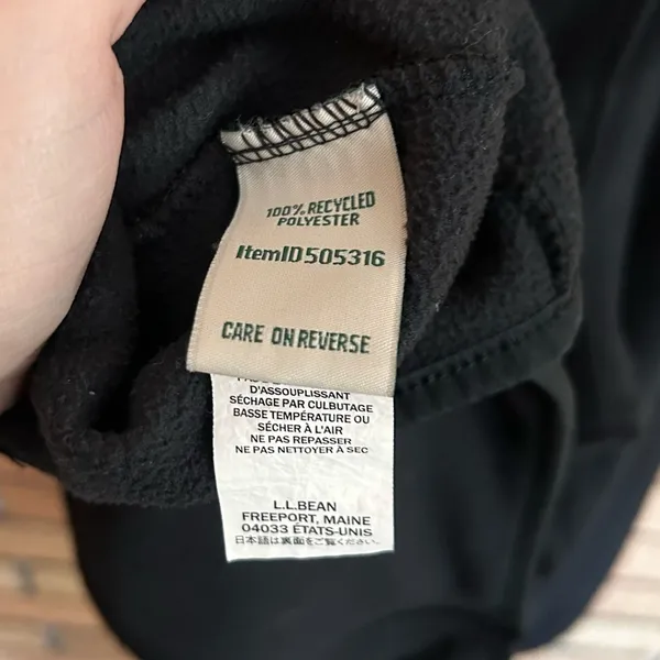 LL Bean Lightweight Fleece Full Zip Black Jacket Pockets Size 1X 505316 - Image 5