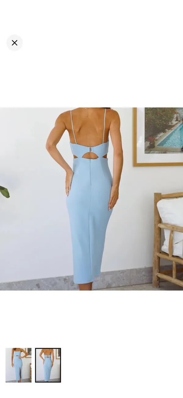 Hello Molly Swerve Through Midi Dress Blue - Image 3