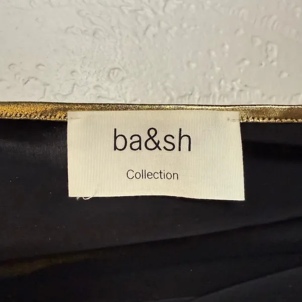 BA&SH Collection Metallic Gold Ruched Draped Backless Midi Dress Sz 1 Small NWT - Image 4