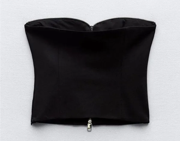 ZARA Black strapless zipper top never worn - Image 3