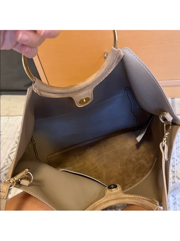 Banana Republic beige Nude gold O Ring Handle Tote Bag with crossbody - Image 4