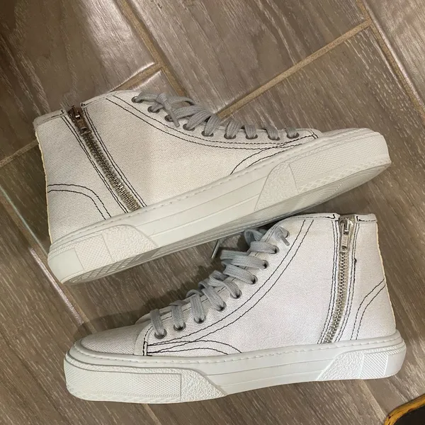 P448 Sally High Top Sneakers Cream‎ Snake Print Leather EU 38 - Image 8
