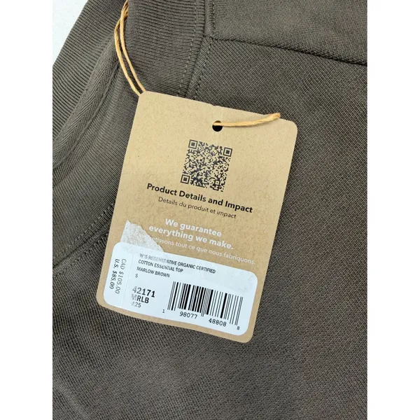 Patagonia Women Regenerative Organic Cotton Crew Top Marlow Brown Small NWT - Image 6