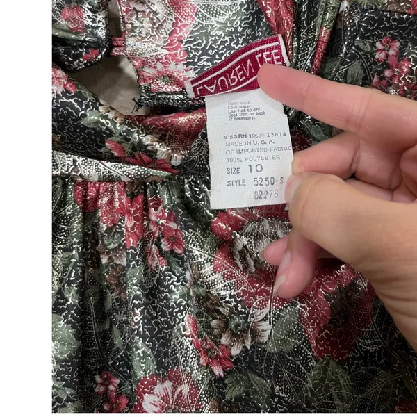 Lauren Lee Vintage Floral Long Sleeve Mock Neck Blouse Top‎ Sz 10 - Image 7