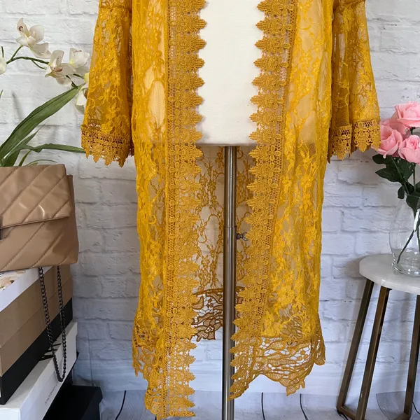 Polly & Esther Golden Lace Kimono - Image 6