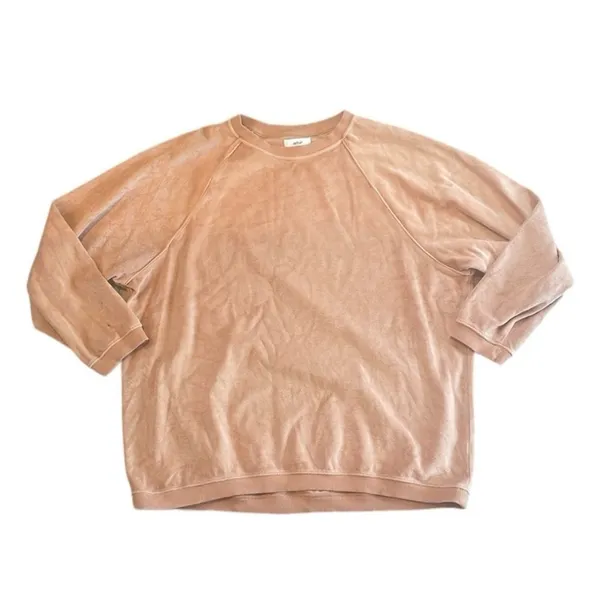 Aerie Loungewear Orange Velour Oversized Fit Crewneck Sweatshirt Size Small - Image 2