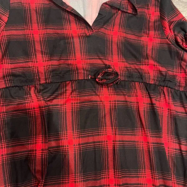 Motherhood Maternity NWT Maternity Fashion Womens XL Flannel Dress 3/4 Sleeve Red & Black Plaid VNeck - Image 2