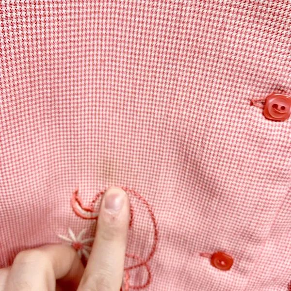 Vintage Southern Lady Jacket Women Size Small Red Gingham Floral Embroidered‎ - Image 5