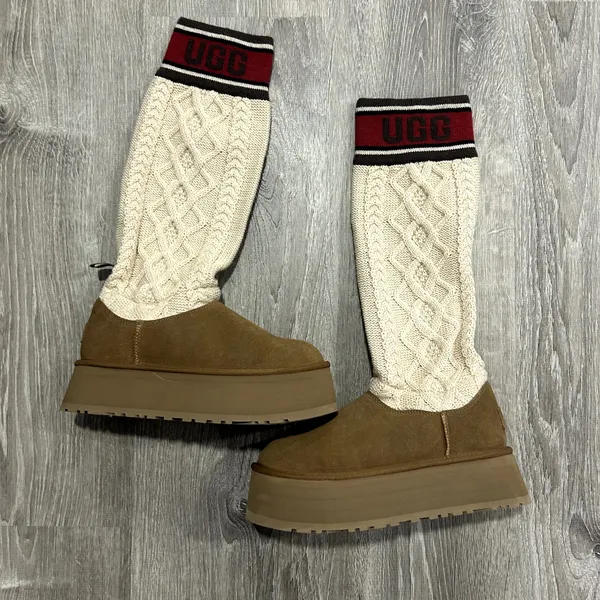 UGG Classic Sweater Letter Platform Chestnut Boot Size 8 - Image 2