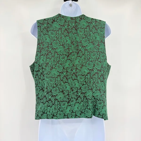 Vtg Ann Taylor Loft Tapestry Vest Sz 12 Whimsigoth Holiday Floral Jaquard Y2K - Image 6