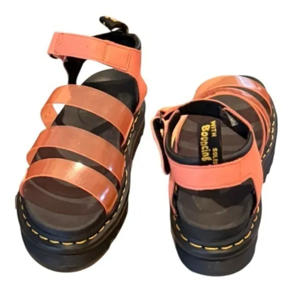 DR. MARTENS Blaire Coral Jelly Glitter Strap Open Toe Sandals Black NEW - Image 4