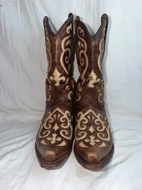 Tony Lama Earth Santa Fe Leather Snip Toe Western Boots VF3024 Size 9B - Image 3