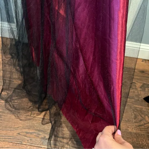 Spirit Halloween adult womens L costume sequin mesh maxi dress black & red gown - Image 4