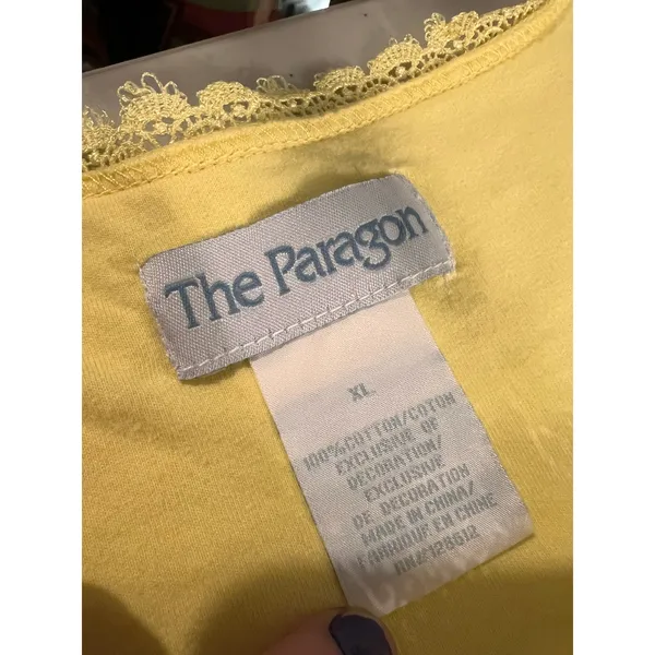 Vintage Yellow Floral Embellished Nighty Sleep Dress Cottage Size XL The Paragon - Image 5