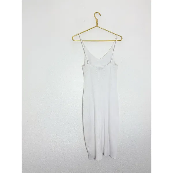 Abercrombie & Fitch Slip Midi Sweater Dress Size XL V-Neck Spaghetti Strap White - Image 14