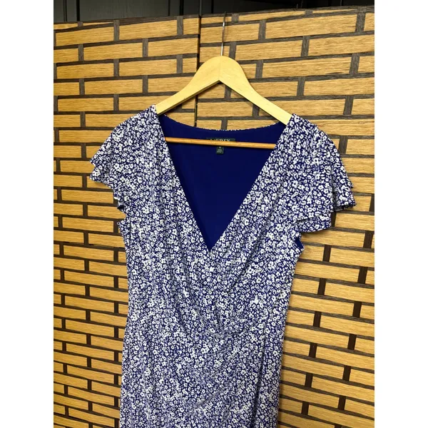 Lauren Ralph Lauren Blue And White Floral Dress Size‎ 10 - Image 3