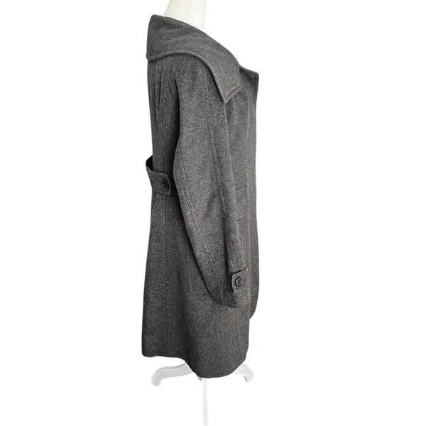 Burberry London Wool Cashmere Coat Gray Long Wrap Collar Back Belt UK 6 US 4 - Image 9