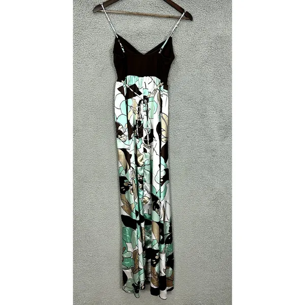 Candie's Babydoll Maxi Dress Womens Small Brown Abstract Floral Y2K‎ Boho Fairy - Image 2