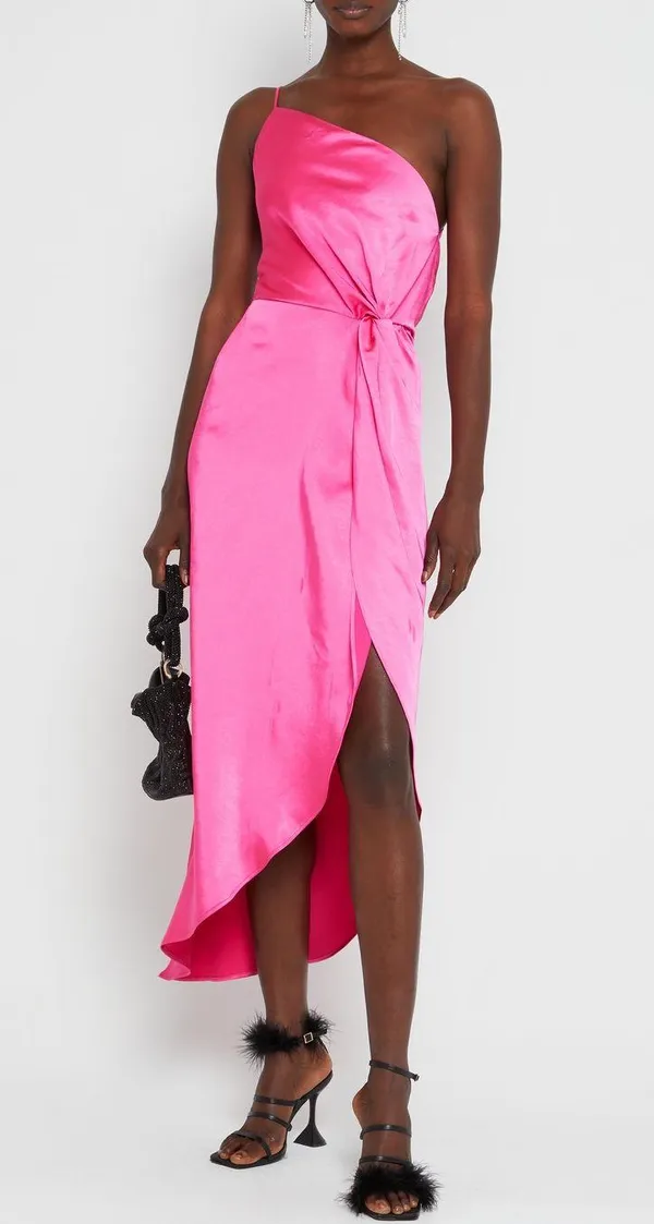 Revolve NWT OPT Ivy pink high knot asymetrical dress - Image 7