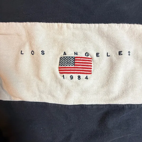 John Galt Brandy Melville Los Angeles 1984 USA Flag Sweatshirt Navy Blue White M - Image 3