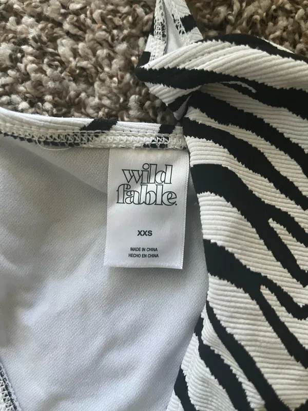Wild Fable Bikini Bottom XXS Black White Chevron - Image 2