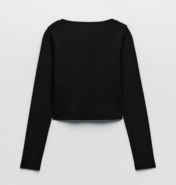 Zara Nwt Black Ribbed One Button Closure Cardigan Bloggers Fav Large - Image 7