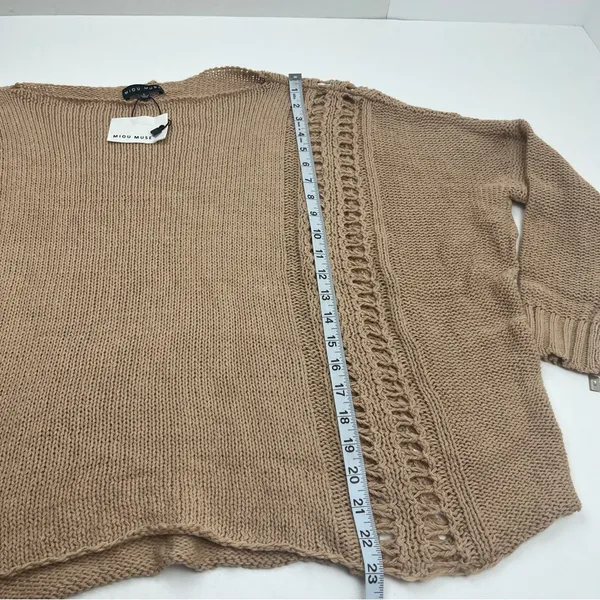 Miou Muse Tan Sweater Cotton Blend Womens Size Large Oversized Loose Fall‎ NEW - Image 6