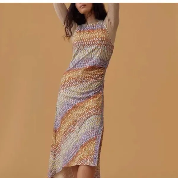 ANTHROPOLOGIE Daily Practice Purple Motiff Treasure Dress size small - Image 3