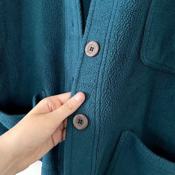 III State polartec turquoise green fleece sweater pockets collared button‎ down - Image 6