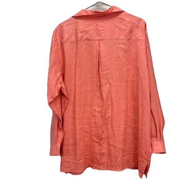 LL Bean Coral Orange Premium Washable Linen Long Sleeve Button‎ Up Shirt Size 1X - Image 6