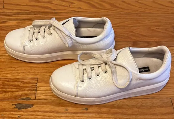 White color Genuine leather women sneaker - Image 3