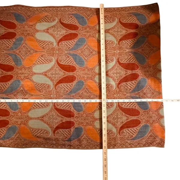 Pashmina JS Ondo Paisley Scarf Shawl‎ Wrap Orange Blue Fringe Boho Classic - Image 5