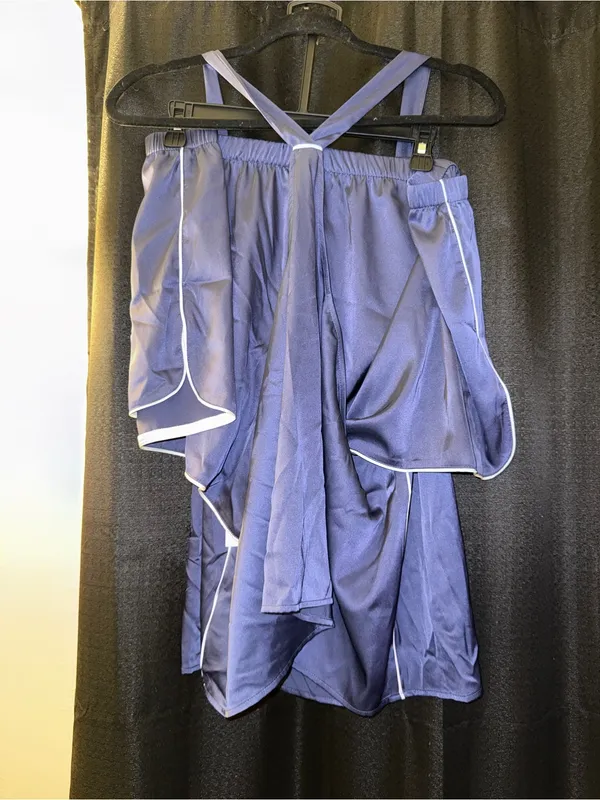 Lavender Blue Satin Slip Shorts Sleep Set (Only have Large now) - Image 2