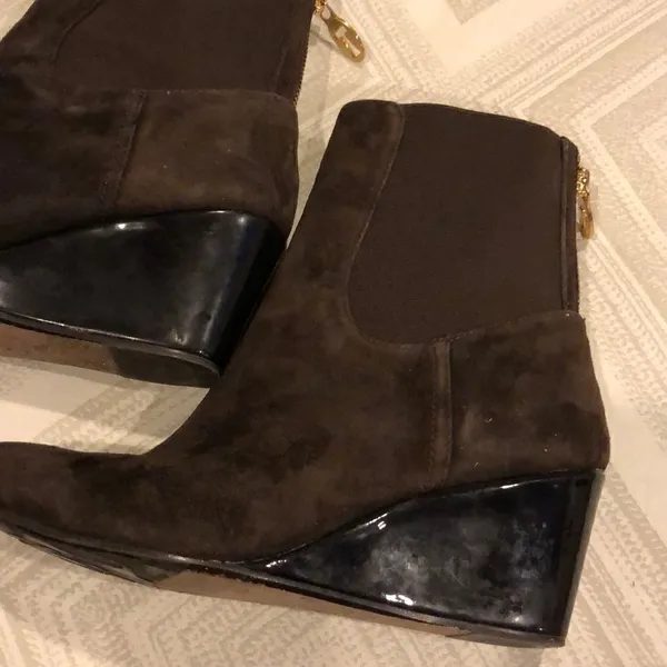 Taryn Rose Brown Suede Wedge Low Boots - Image 5