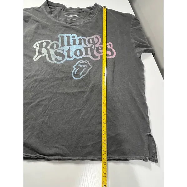 The Rolling Stones Band T Shirt‎ Gray Distressed Graphic Tee Women's Small - Image 6