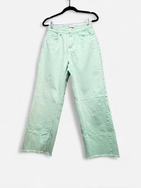 🌿 Not Your Average Blue Denim! 💚 Zara Mint Wide Leg Jeans (US 2 / EUR 34) - Image 6