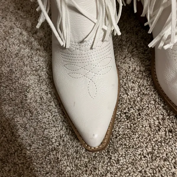 BEAST FASHION White Fringe Heeled Boots - Image 5