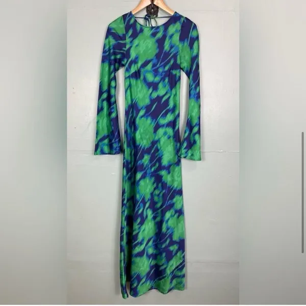 Free People The Wolf Gang Calypso Maxi Dress Green‎ Blue Long Sleeve XS - Image 5